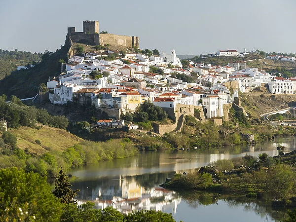 Mertola on the banks of Rio Guadiana in the Alentejo. Europe, Southern Europe, Portugal