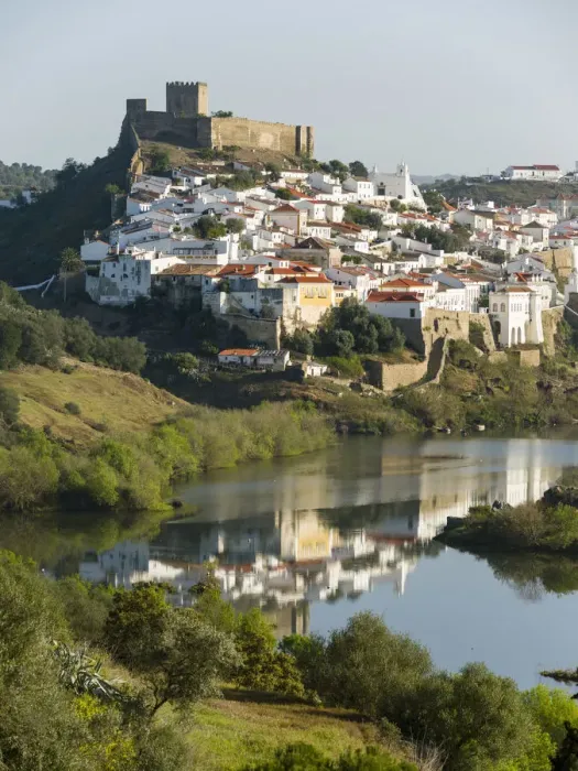 Framed Print : Mertola on the banks of Rio Guadiana in the Alentejo. Europe, Southern Europe, Portugal