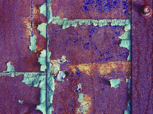 Detail of a metal door in an abandoned sweater mill
