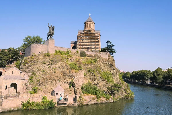 Metekhi Church on the bank of Kura River, Tbilisi, Georgia