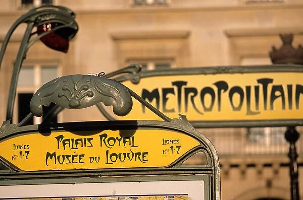 Metro entrance sign; Paris; France