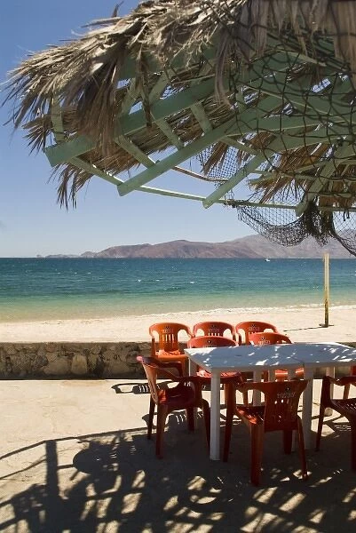 Mexico, Baja California, Bahia de los Angeles. Cafe on Sea of Cortez