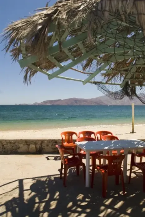Framed Print : Mexico, Baja California, Bahia de los Angeles. Cafe on Sea of Cortez
