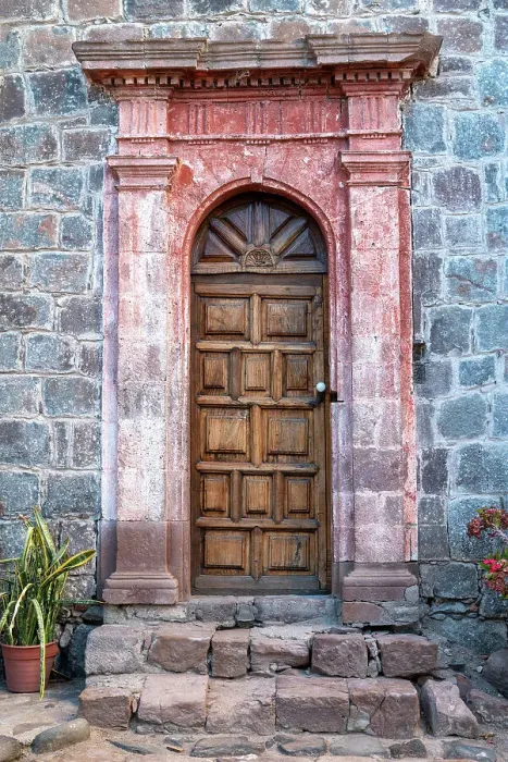 Framed Print : Mexico, Baja California Sur. A side door at the Mision San Ignacio