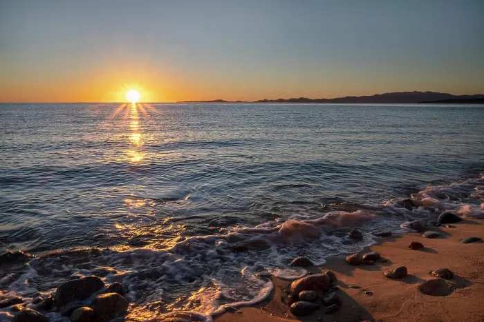 Framed Print : Mexico, Baja California Sur. El Sargento, sunrise over the Sea of Cortez
