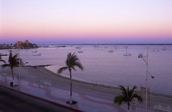 Mexico, Baja California Sur, La Paz, Malecon at Dawn