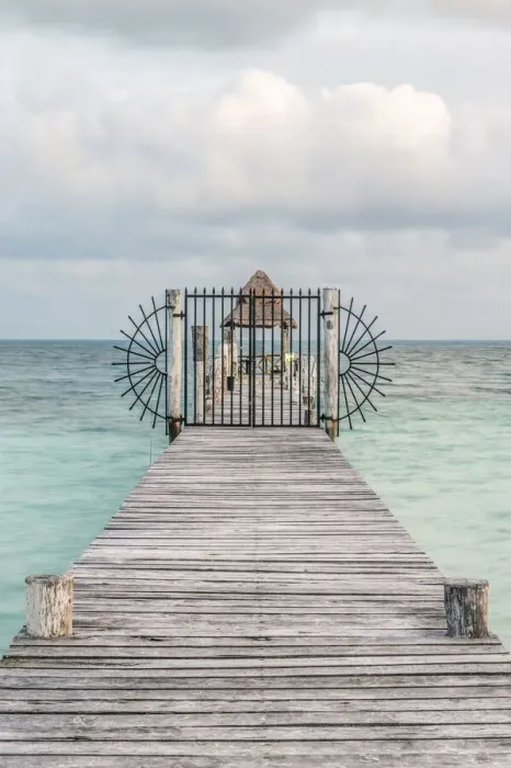 Framed Print : Mexico, Cancun. Pier in the Ocean