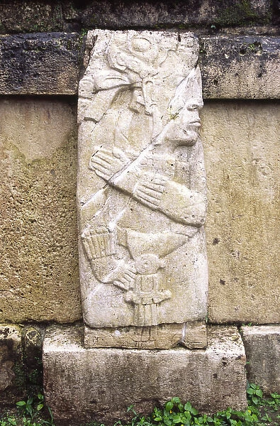 06. Mexico, Chiapas, Palenque. Mayan stele in the Palace courtyard; Palenque Ruins