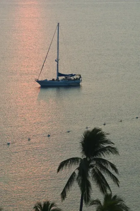 Framed Print : Mexico, Colima, Manzanillo. Manzanillo Bay / Sailboat at Sunrise Framed Print : Mexico, Colima, Manzanillo. Manzanillo Bay / Sailboat at Sunrise