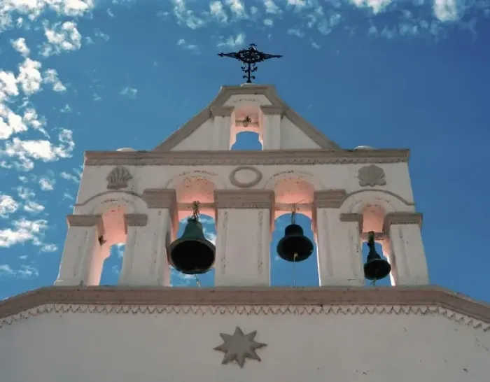 Framed Print : Mexico, Copper Canyon, Batopilas. Detail of a church in Batopilas, now a popular