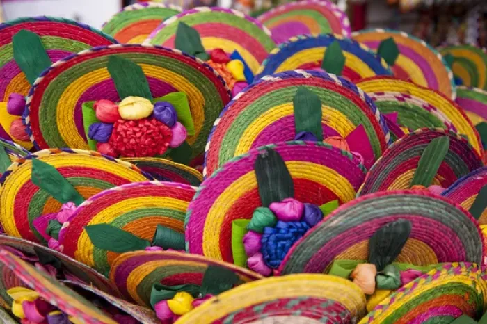 Framed Print : Mexico, Cozumel, colrful woven fans, Mexican souvenir