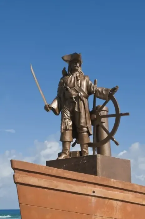 Framed Print : Mexico, Cozumel. Pirate statue, Isla de Cozumel (Cozumel Island)