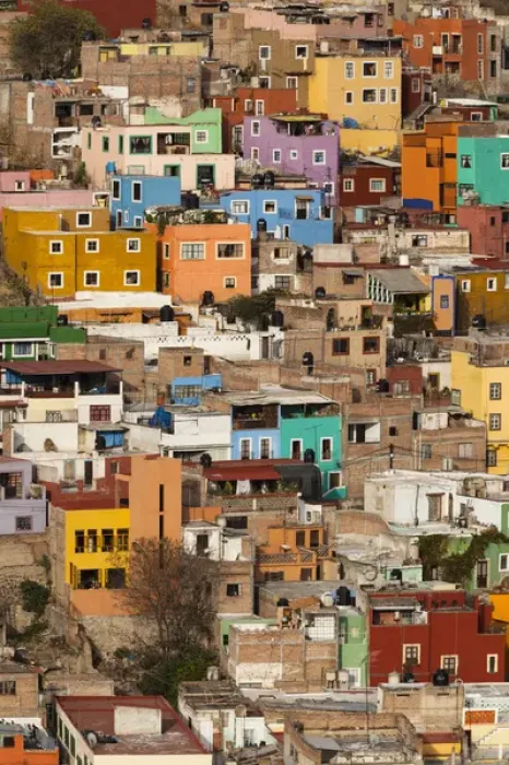 Framed Print : Mexico, Guanajuato. Colorful homes rise up the hillside of this colorful Mexican town Framed Print : Mexico, Guanajuato. Colorful homes rise up the hillside of this colorful Mexican town
