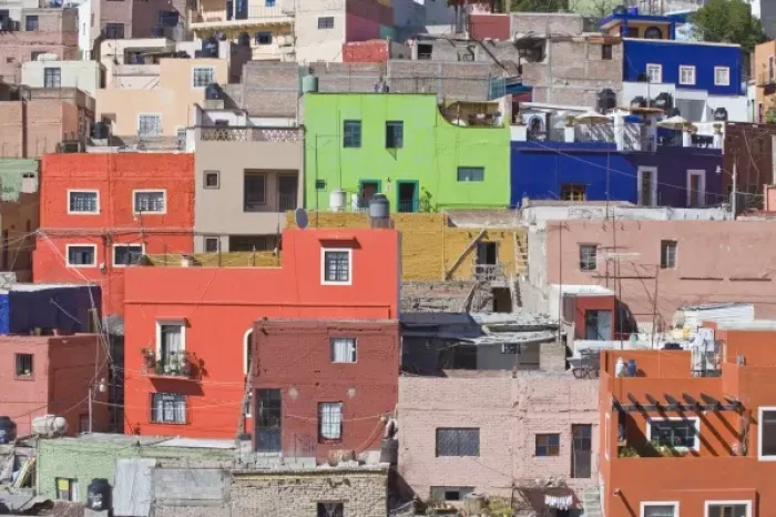 Framed Print : Mexico, Guanajuato, Guanajuato, Colorful Houses on Hillside