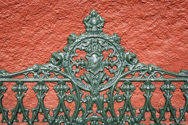 Mexico, Guanajuato. Detail of metal park bench