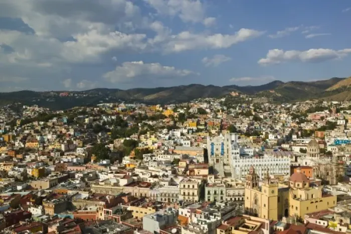 Framed Print : Mexico, Guanajuato State, Guanajuato. Town view from El Pipila Monument with Basilica Framed Print : Mexico, Guanajuato State, Guanajuato. Town view from El Pipila Monument with Basilica