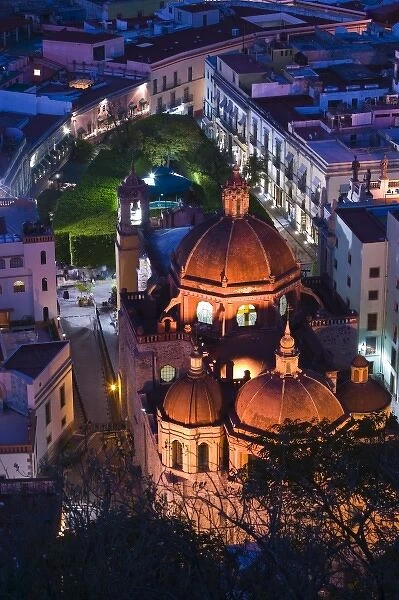 Mexico, Guanajuato State, Guanajuato. Aerial View of Templo San Diego de Alcala Baroque