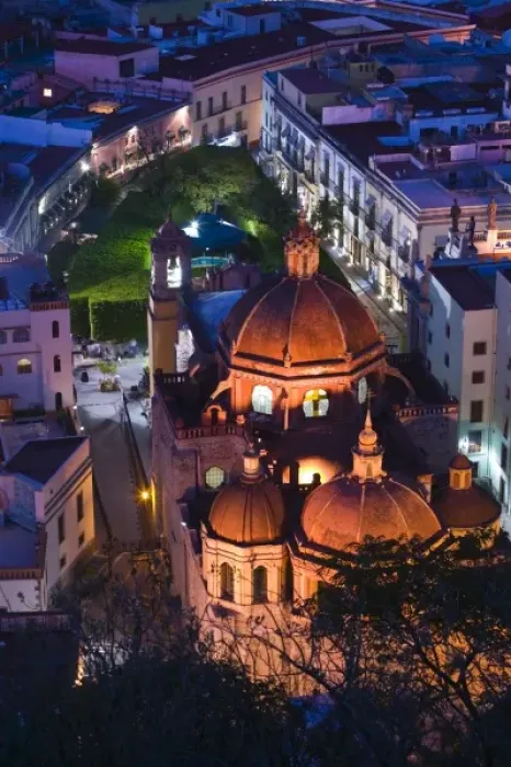 Framed Print : Mexico, Guanajuato State, Guanajuato. Aerial View of Templo San Diego de Alcala Baroque