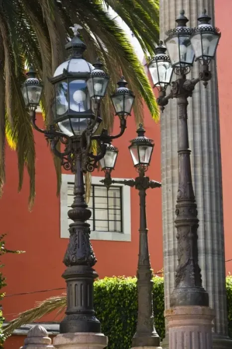 Framed Print : Mexico, Guanajuato State, Guanajuato. Lights in front of Teatro Juarez Theater (b. 1903) Framed Print : Mexico, Guanajuato State, Guanajuato. Lights in front of Teatro Juarez Theater (b. 1903)