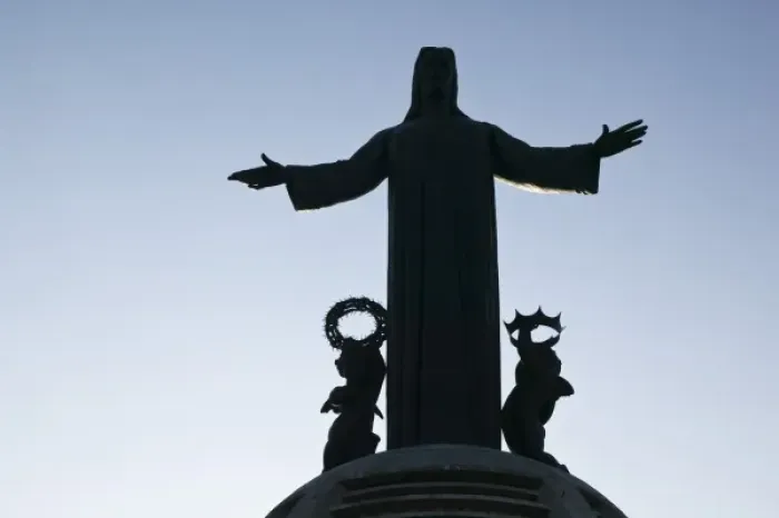 Framed Print : Mexico, Guanajuato State, Leon. Mountaintop Sanctuary of Christo ReyChrist Statue Silhouette (b