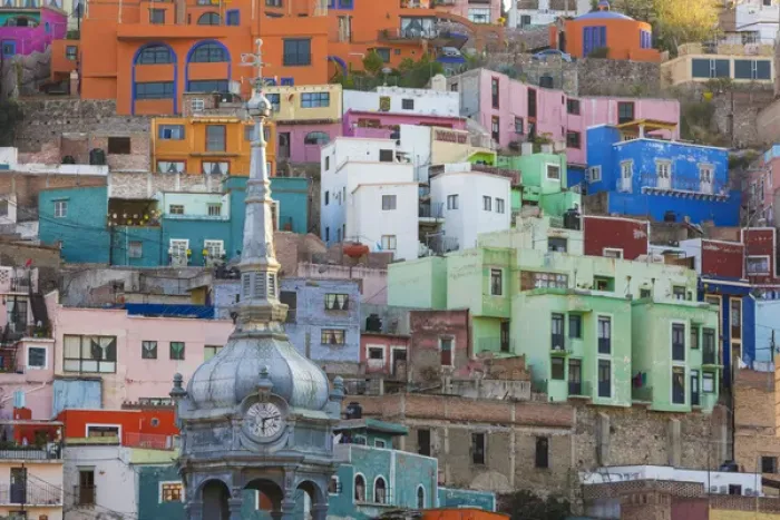 Framed Print : Mexico, Guanajuato. View of city buildings
