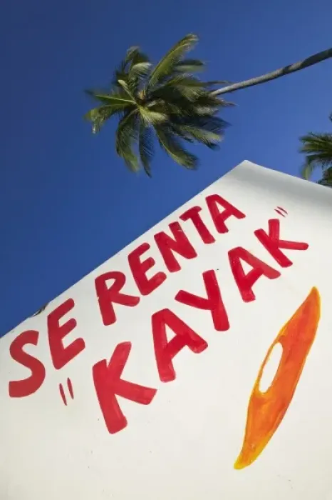 Framed Print : Mexico, Guerrero, Barra de Potosi. Kayak Rental Sign