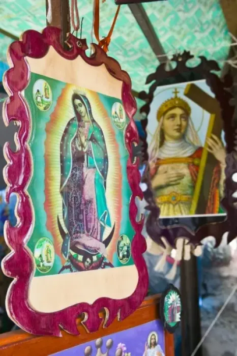 Framed Print : Mexico, Guerrero, Petatlan. Virgin of Guadalupe Art at the Santuario Nacional del