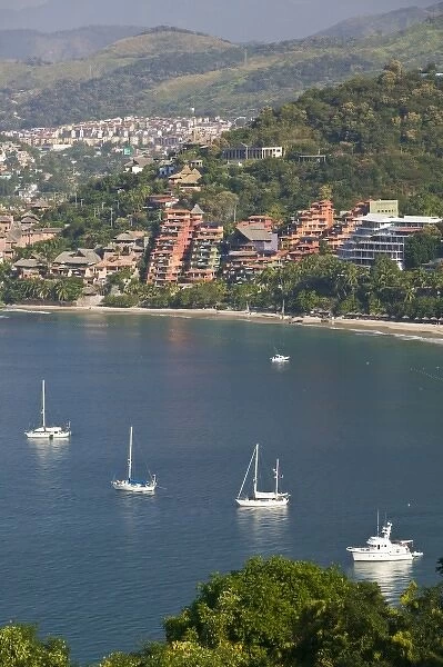Mexico, Guerrero, Zihuatanejo. Playa La Ropa- High Vantage View Morning