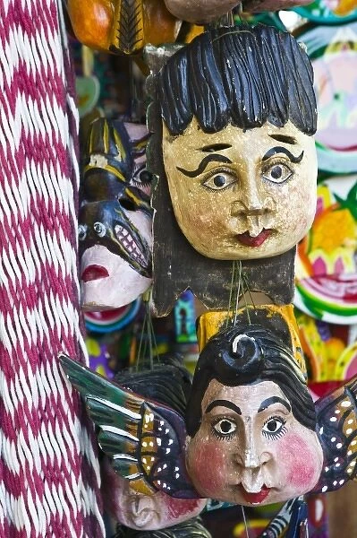 Mexico, Guerrero, Zihuatanejo. Tourist Market- Mexican Masks