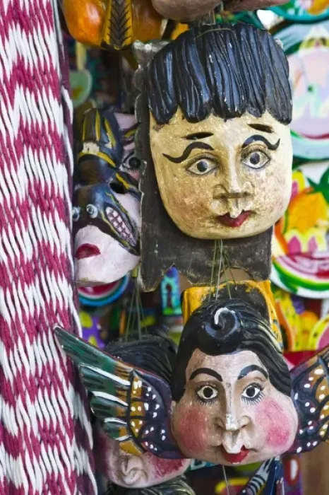 Framed Print : Mexico, Guerrero, Zihuatanejo. Tourist Market- Mexican Masks