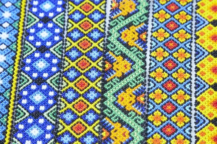 Framed Print : Mexico, Jalisco. Colorful beaded bracelets sold by street vendors