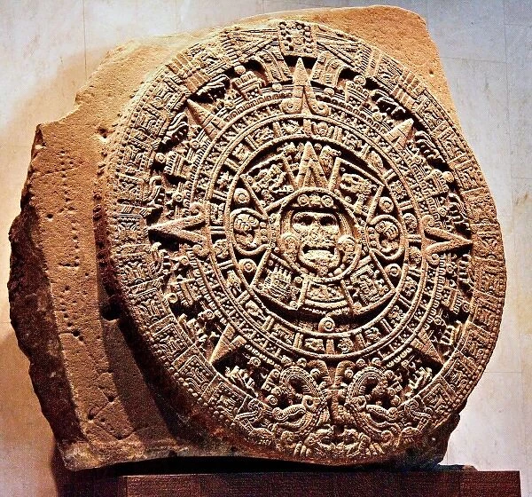 Mexico, Mexico City, National Museum of Anthropology, The sun stone also called the