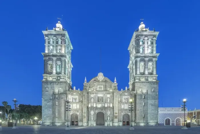 Framed Print : Mexico, Puebla, Puebla Cathedral completed in the 17th century at twilight Framed Print : Mexico, Puebla, Puebla Cathedral completed in the 17th century at twilight