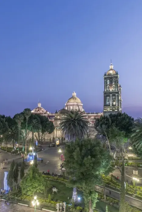 Framed Print : Mexico, Puebla, Zocolo and Puebla Cathedral at Twilight Framed Print : Mexico, Puebla, Zocolo and Puebla Cathedral at Twilight