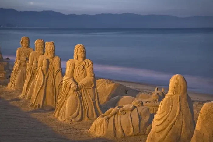 Framed Print : Mexico, Puerto Vallarta. Holiday sand sculptures along the Malecon Framed Print : Mexico, Puerto Vallarta. Holiday sand sculptures along the Malecon