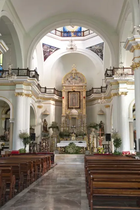 Framed Print : Mexico, Puerto Vallarta. Interior of The Lady of Guadalupe Church, Puerto Vallarta