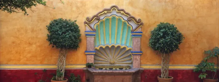 Framed Print : Mexico, Queretaro. Courtyard with fountain. Credit as: Jim Nilsen  /  Jaynes Gallery  /  DanitaDelimont