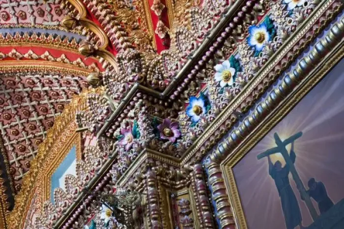 Framed Print : Mexico, Queretaro. Detail inside ornate Catholic church Framed Print : Mexico, Queretaro. Detail inside ornate Catholic church