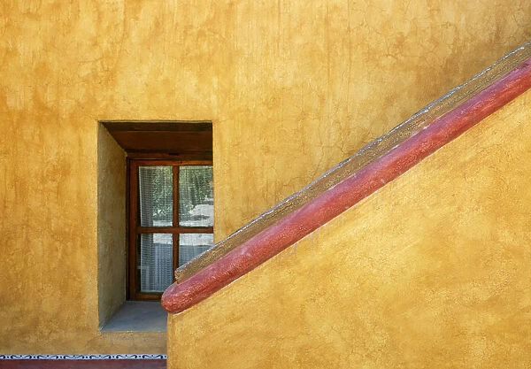 Mexico, Queretaro. Window and stairway of building