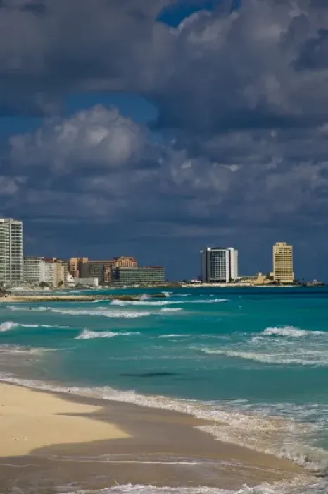 Framed Print : Mexico, Quintana Roo, Cancun, hotel zone on Isla Cancun, bordering the Caribbean Sea