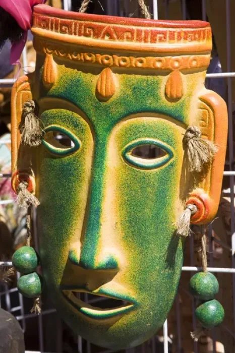 Framed Print : Mexico, Quintana Roo, Cancun. Mask at the Handicraft market, Mercado 28, in El Centro Framed Print : Mexico, Quintana Roo, Cancun. Mask at the Handicraft market, Mercado 28, in El Centro