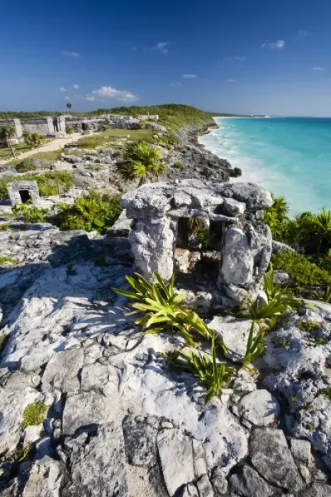 Framed Print : Mexico, Quintana Roo, Tulum. A view from the main temple of the Tulum ruins Framed Print : Mexico, Quintana Roo, Tulum. A view from the main temple of the Tulum ruins