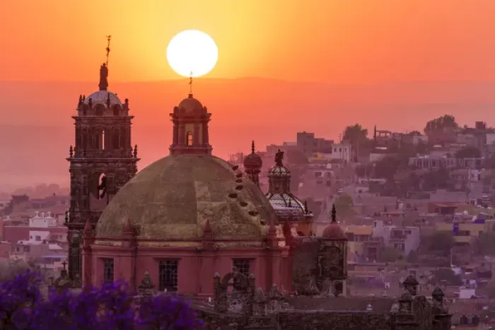 Framed Print : Mexico, San Miguel de Allende. City overview at sunset