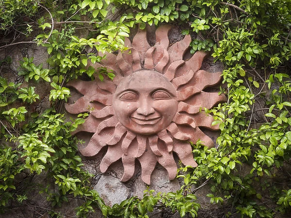 Mexico, San Miguel de Allende. Decoration on garden wall