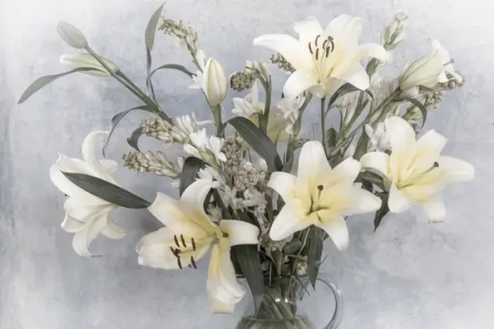 Framed Print : Mexico, San Miguel de Allende. Flower arrangement with lilies Framed Print : Mexico, San Miguel de Allende. Flower arrangement with lilies