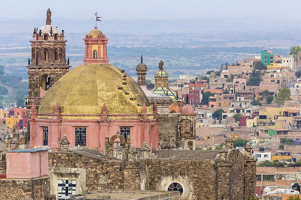 Mexico, San Miguel de Allende. Overview of church dome and city