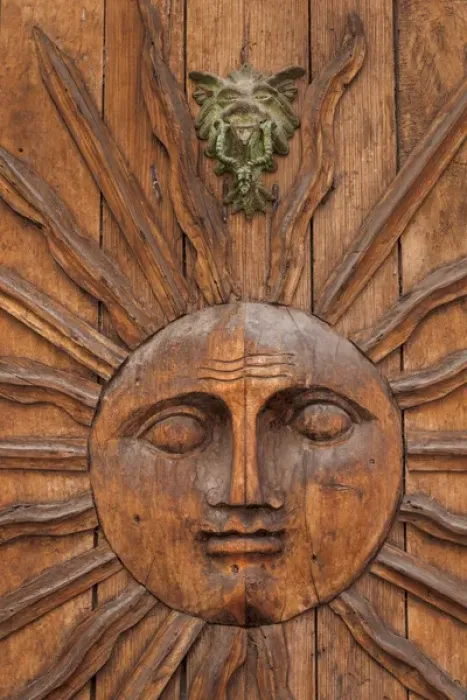 Framed Print : Mexico, San Miguel de Allende. Sun carving on doorway Framed Print : Mexico, San Miguel de Allende. Sun carving on doorway