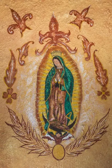 Framed Print : Mexico, San Miguel de Allende. Wall painting of Our Lady of Guadalupe. Credit as Framed Print : Mexico, San Miguel de Allende. Wall painting of Our Lady of Guadalupe. Credit as