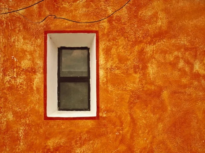 Framed Print : Mexico, San Miguel de Allende. Window in exterior house wall