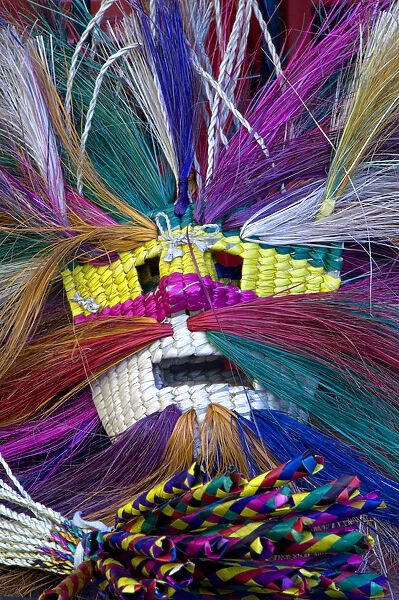 Mexico, San Miguel de Allende, Woven mask in market. Credit as: Nancy Rotenberg  / 
